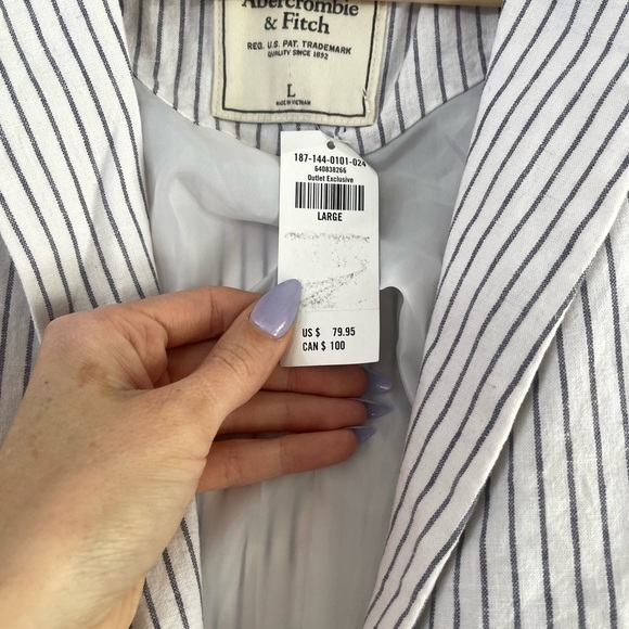 Abercrombie & Fitch Linen Striped Blazer - L - Picture 4 of 5